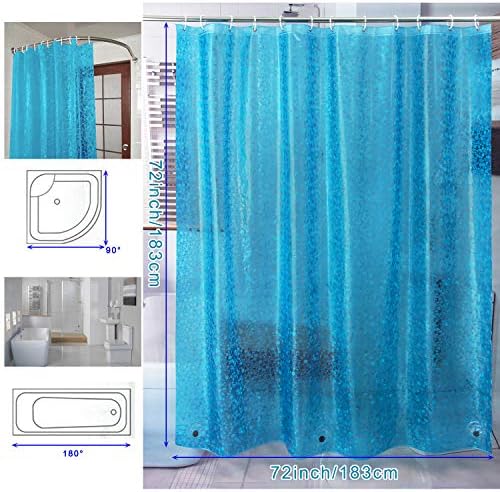Bostofy Waterproof Shower Curtain Liner 8G EVA Thick Shower Curtain with Heavy Duty 3 Bottom Magnets, Shower Liner for Shower Stall, Bathtubs, 3D Pebble Pattern, 72 x 72,12 Hooks