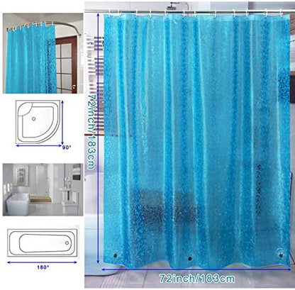 Bostofy Waterproof Shower Curtain Liner 8G EVA Thick Shower Curtain with Heavy Duty 3 Bottom Magnets, Shower Liner for Shower Stall, Bathtubs, 3D Pebble Pattern, 72 x 72,12 Hooks