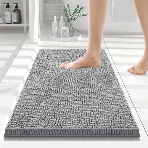 Smiry Bathroom Rugs 24X16, Luxury Chenille Extra Soft Absorbent Bath Mat