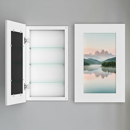 Houseables Medicine Cabinet No Mirror, Recessed Medicine Cabinet, Hidden In Wall Niche, Without Mirror, Picture Frame, Concealed, Built In, Between Stud Shelf Insert, For Bathroom Storage 14x24, 17x27