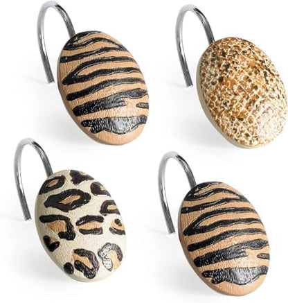 Zahari Home Gazelle Shower Hooks Set - Rust-Proof Curtain Rings with Unique Design - 12 Resin Hooks for Customizing Your Shower Space