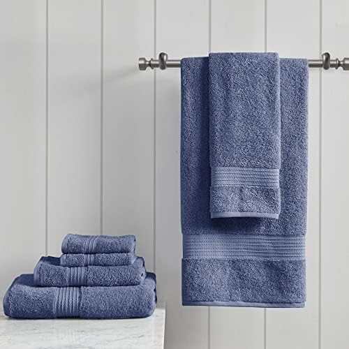 Madison Park Organic Cotton Bath Towel Set Absorbent, 6 Piece, Navy