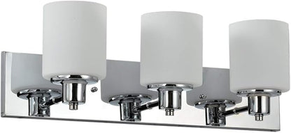 Design House Dane 3-Light Vanity Light, Polished Chrome Finish, Frosted Glass Shades, Dimmable, Bathroom Wall Fixture – Design House, 587478