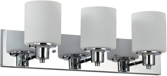 Design House Dane 3-Light Vanity Light, Polished Chrome Finish, Frosted Glass Shades, Dimmable, Bathroom Wall Fixture – Design House, 587478