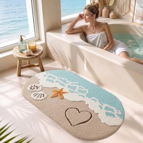 LUMI Beach Bathroom Rug Soft Microfiber Absorbent Bath Mat 24x44