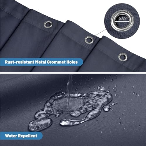 1 Pack Water-Repellent Fabric Shower Curtain Liner, 72x72 Blue