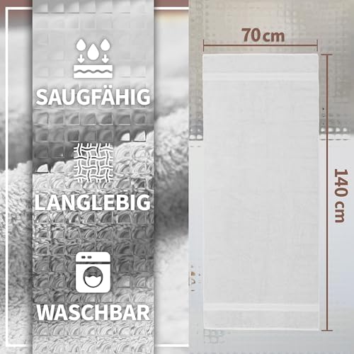 Pack of 2 Bath Towels - 100% Cotton, 500 g/m² - Soft, Absorbent & Durable - for Home, Sauna & Travel - 27x54 in (White)
