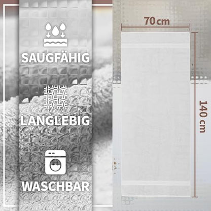 Pack of 2 Bath Towels - 100% Cotton, 500 g/m² - Soft, Absorbent & Durable - for Home, Sauna & Travel - 27x54 in (White)
