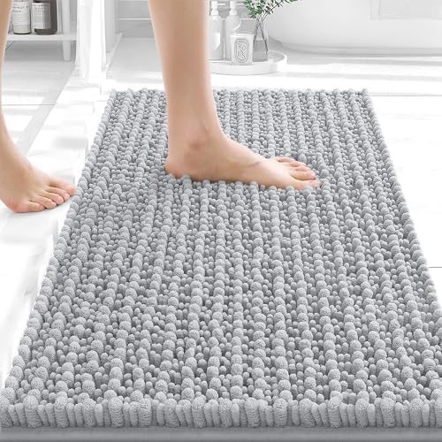 OLANLY Small Bathroom Rugs 24x16, Thick Soft Absorbent Chenille Bath Rugs