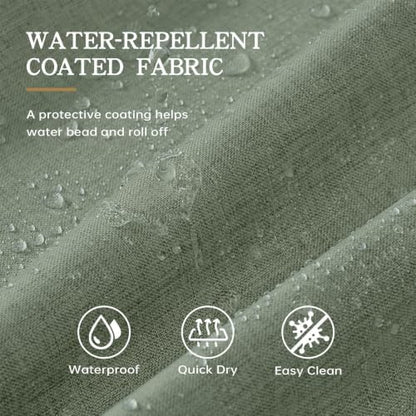Furlinic Extra Long Shower Curtain Scalloped No Hook Olive Green W72 x H96