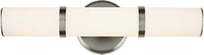 Kichler Rosh 18" LED Small Bath Bar with White Glass in Brushed Nickel, Modern Minimalist, for Vanity, Fireplace, Buffet, Hallway, Vanity Mirror, (18" W x 5" H), 55187NILED
