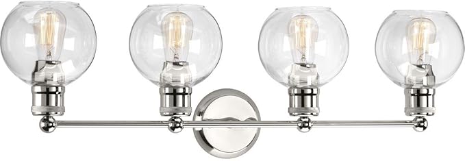 Progress Lighting P300052-104 Hansford Bath & Vanity, 4 Light, Polished Nickel