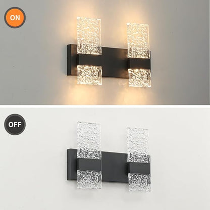 Modern Matte Black 4-Lights Bathroom Vanity Light, LED Bathroom Light Fixtures Over Mirror, Dimmable Acrylic Wall Lighting Fixtures, Hardwired Wall Light(H9.25in, L13.78in)