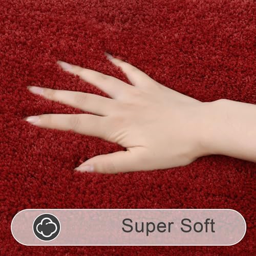 SHACOS Soft Microfiber Bathroom Rugs Set of 2 Pieces, Red