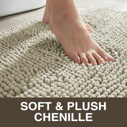 Neater Home Plush Bathroom Rugs 30x20 Thick Chenille Quick Dry Microfiber Absorbent Bath Mat, Soft Bath Rugs, Machine Washable Bathroom Floor Mat for Tub Shower Sink, Home Decor Accessories, Tan