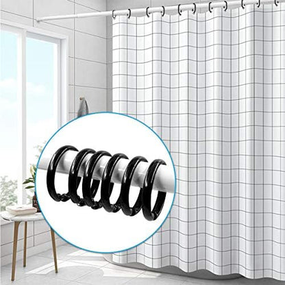 Black Shower Curtain Hooks Rings, 12 Pcs Circular Plastic Shower Curtain Rings for Bathroom, Plastic Shower Curtain Hooks for Shower Curtain Rod, Black Shower Hooks Rings for Shower Curtain