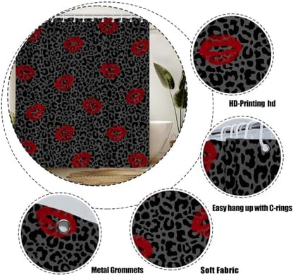 Polka Dot Shower Curtain Bathroom Decor with Hooks,60" Wx70 H
