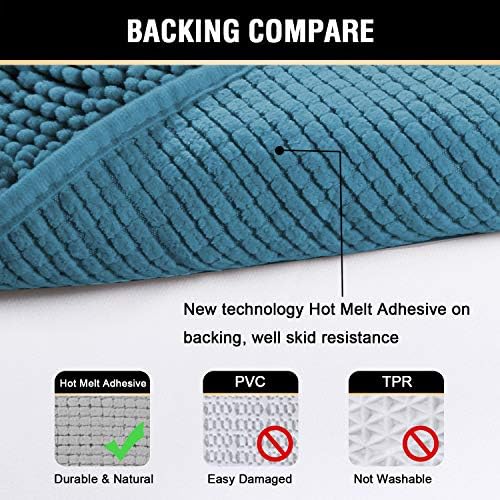 H.VERSAILTEX Bath Mat Bathroom Rug Bath Rugs for Bathroom Non Slip Bath Mats Extra Thick Chenille Rug 17" x 24" Absorbent Soft Shaggy Washable Dry Fast Plush Rugs for Bathtubs - Dark Teal