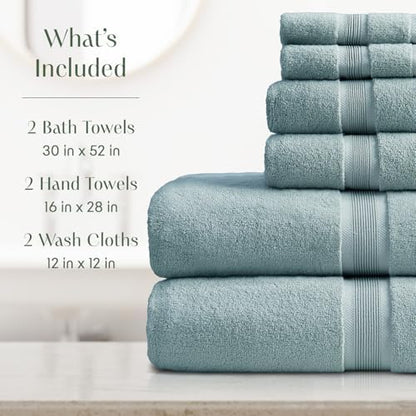 Springtree Home Luxury Bamboo Rayon Bath Towel Set | 6-Piece Set | Aegean