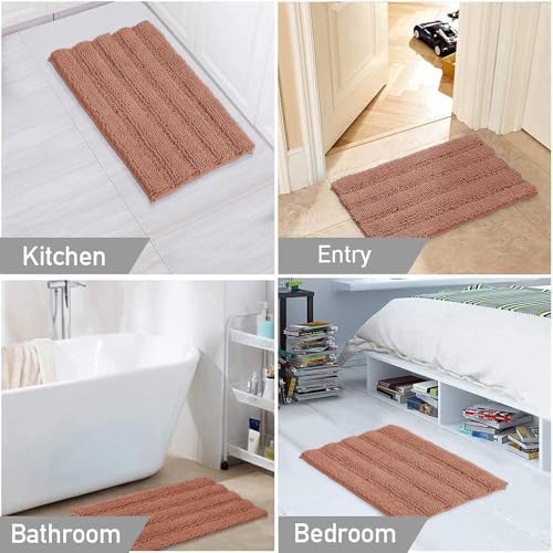 Turquoize Bathroom Rug Set, 2 Piece Soft Absorbent Chenille Bath Rug Set