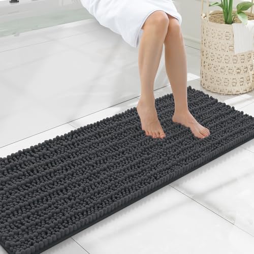 Smiry Bathroom Rugs 47X17, Extra Soft Rubber Backing Chenille Bath Mats