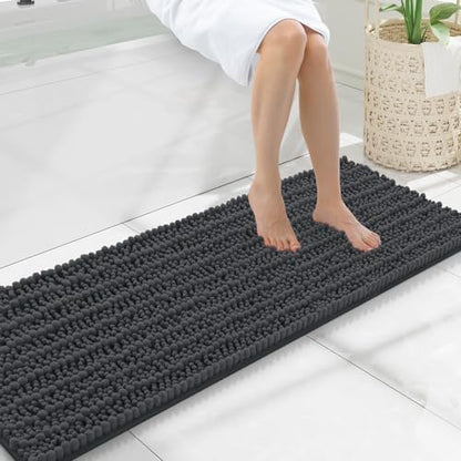 Smiry Bathroom Rugs 47X17, Extra Soft Rubber Backing Chenille Bath Mats