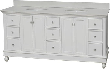 Bella 72-inch Double Bathroom Vanity (Quartz/White): Includes White Cabinet with Stunning Quartz Countertop and White Ceramic Sinks