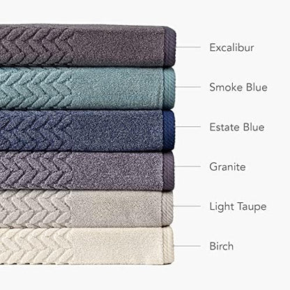 Texere 100% Organic Cotton Jacquard 650 GSM Premium Bath Towel Sets - Extra Absorbent Quick Dry and Plush (Cable, Birch, 2 Bath Towels)