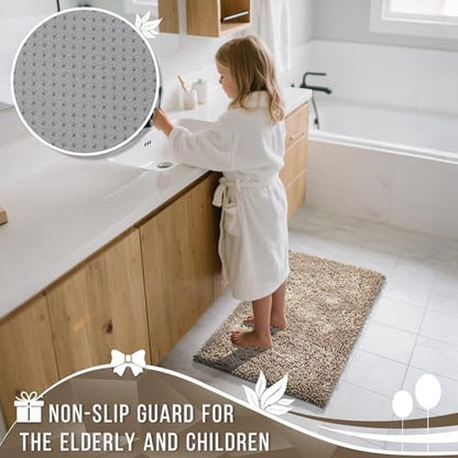 Yimobra Large Bathroom Rug Non Slip 36x24 Inch, Extra Thick Soft Absorbent Chenille Bath Mat, Machine Washable Quick Dry Bath Rugs for Bathroom Floor, Tub and Shower, Home Decor Accessories, Camel