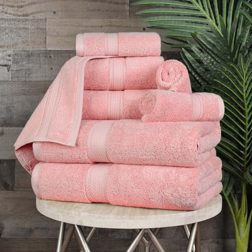 SUPERIOR Egyptian Cotton Ultra Plush & Absorbent, 8 Piece Set, Tea Rose