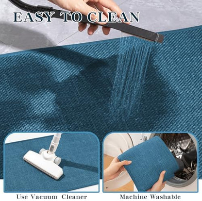 chakme Bathroom Rugs Mat 36x24, Ultra Thin Non Slip Bath Mat Large Quick Dry Absorbent Bath Mat for Bathroom, (Dark Blue, 36"x24")