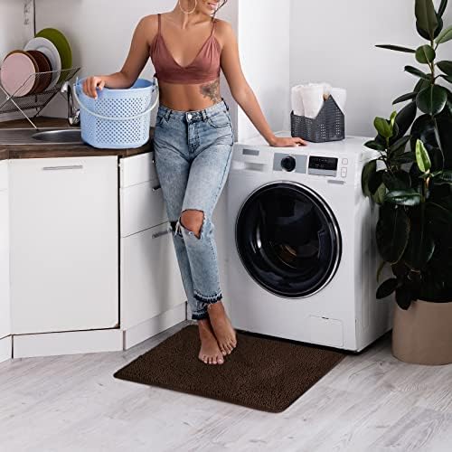 Secura Bathroom Rugs 17x24, Ultra Soft Chenille Bath Mat, Super Absorbent & Quick Dry Bathroom Mat, Non Slip Machine Washable Bath Rugs for Tub, Shower, Home Decor Accessories (Chocolate Brown)