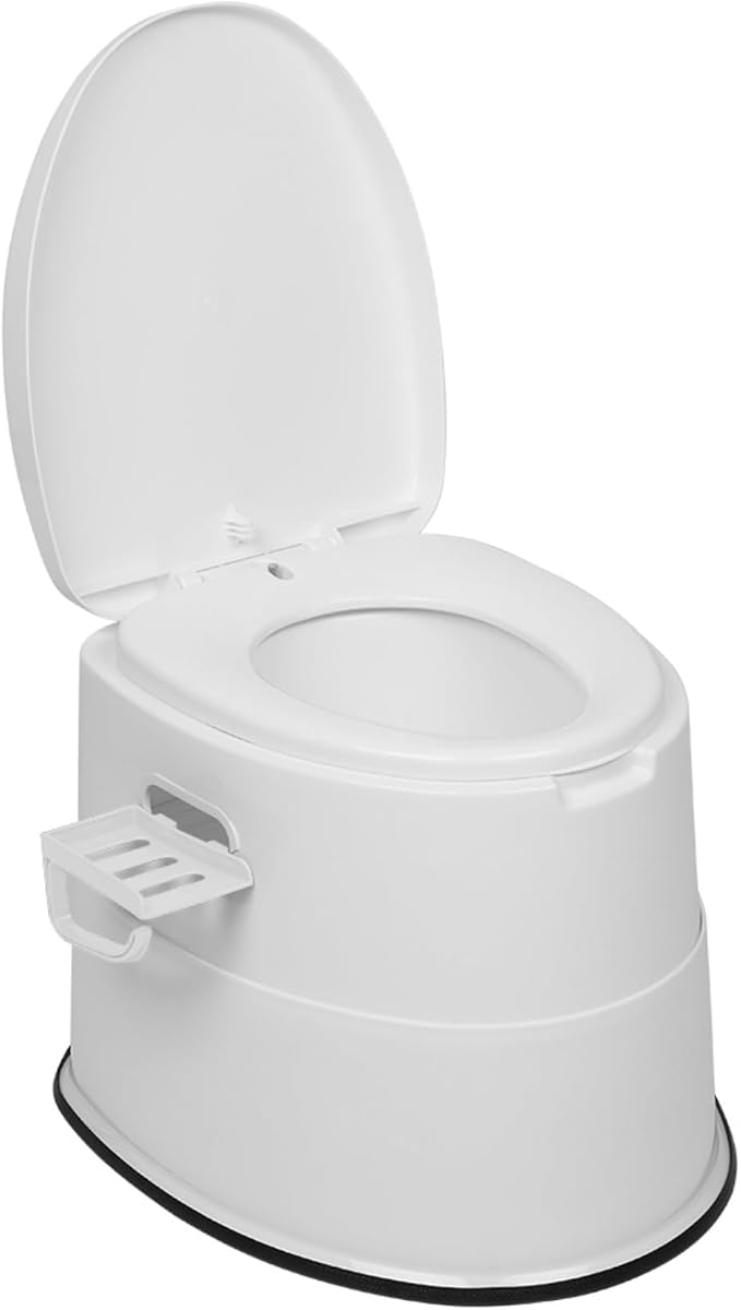 Portable Toilet with Non-Slip Inserts, Leak-Proof Waterless Travel Toilet, White