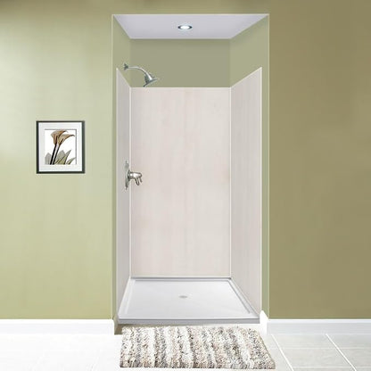 Transolid Expressions 36 in. x 36 in. x 72 in. 3-Piece Easy Up Adhesive Alcove Shower Wall Surround in Cameo EWK363672-46