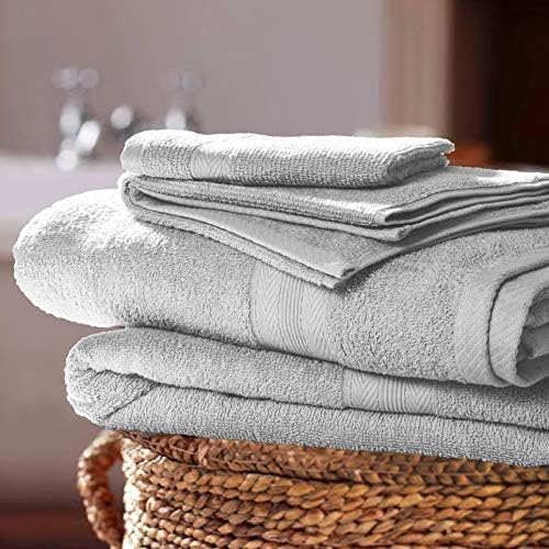 BOUTIQUO Light Grey Towel Set - 8 Piece Bathroom Towel Set - 100% Ring Spun Cotton, 2 Bath Towel 27x54, 2 Hand Towel 16x28, 4 Washcloth 13x13 - Ultra Soft Highly Absorbent