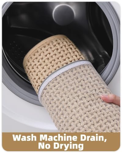Color&Geometry 20"x24" Chenille Toilet Rugs U Shaped Stain Resistant,Khaki