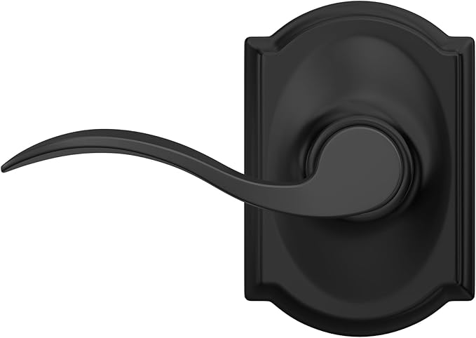 Schlage F10 ACC 622 CAM Accent Door Lever with Camelot Trim, Hall & Closet Passage Lock, Matte Black