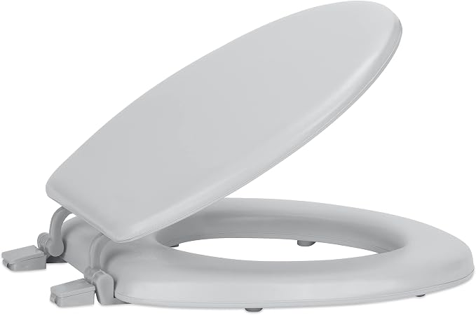 Soft Standard Vinyl Toilet Seat, Silver, 17 in