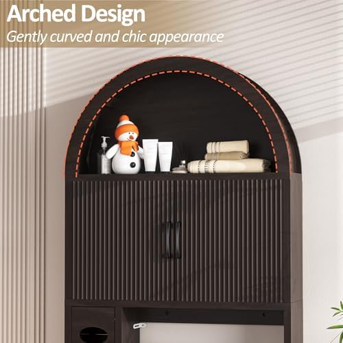 Spurgehom Over Toilet Storage Cabinet, Bathroom Arch Organizer, Coffee
