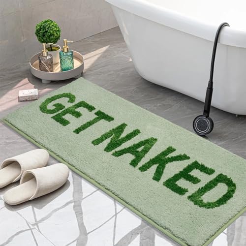 KOEXM Long Bathroom Rugs Runner 18" x 47" Get Naked Bath Mat Non-Slip