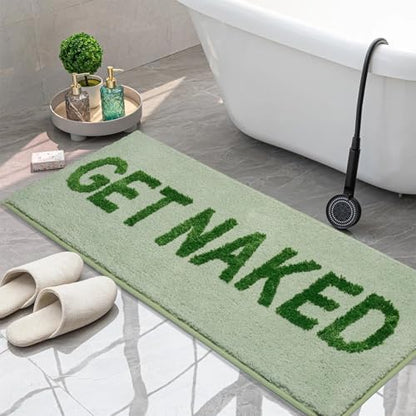 KOEXM Long Bathroom Rugs Runner 18" x 47" Get Naked Bath Mat Non-Slip