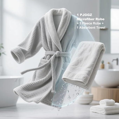 Men's Shawl Collar Bathrobe, Soft Long Towel Robe for Men - Super Absorbent Quick Dry yet Warm