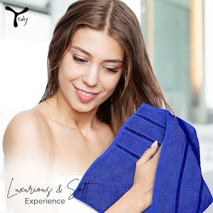 Luxury Hand Towels for Bathroom Set of 4 (16 x 28 Inch) Soft & Absorbent 600GSM Ring Spun Cotton Hand Towel Sets for Bathroom, Gym, Hotel and Spa - Viscose Stripe