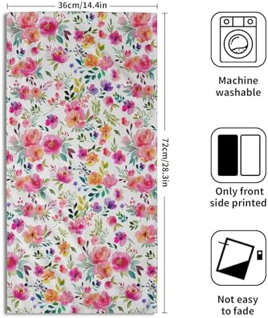 Spring Summer Floral Hand Towels Set of 2, Multicolor Flower Decorative Bathroom Towel 28x14 Inch, Soft Absorbent Microfiber Wash Cloth for Kitchen Gym Hotel Home Decor