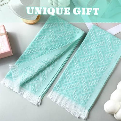 HunnmingRe 4 Pack Boho Hand Towel for Kitchen, Teal,White