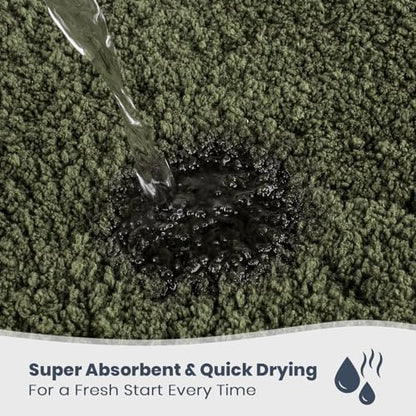 PURRUGS Bathroom Rug, Bath Mat, 24" x 36", Olive Green