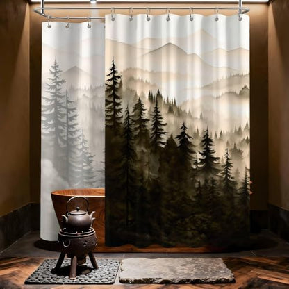 Dark Brown Forest Extra Wide Shower Curtain, 108X72 in for Clawfoot Tub