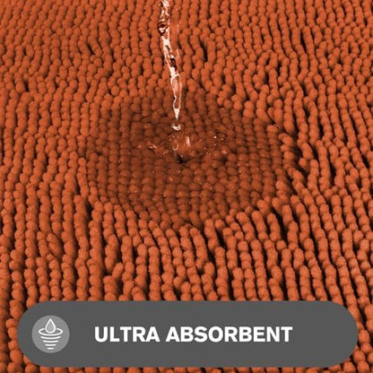 Burnt Orange Bathroom Rugs – Absorbent and Washable Bath Mat, Non-Slip, Thick Soft Chenille Bath Rugs for Bathroom Floor, Shower, Sink - 17" x 24"