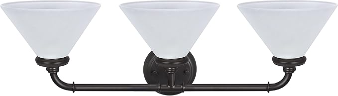 Aspen Creative 62147, Three Metal Bathroom Light Fixture, 6-1/2" Wide, Transitional Design in Oil Rubbed Bronze with Frosted Glass Shade Vanity Wall