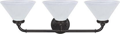 Aspen Creative 62147, Three Metal Bathroom Light Fixture, 6-1/2" Wide, Transitional Design in Oil Rubbed Bronze with Frosted Glass Shade Vanity Wall